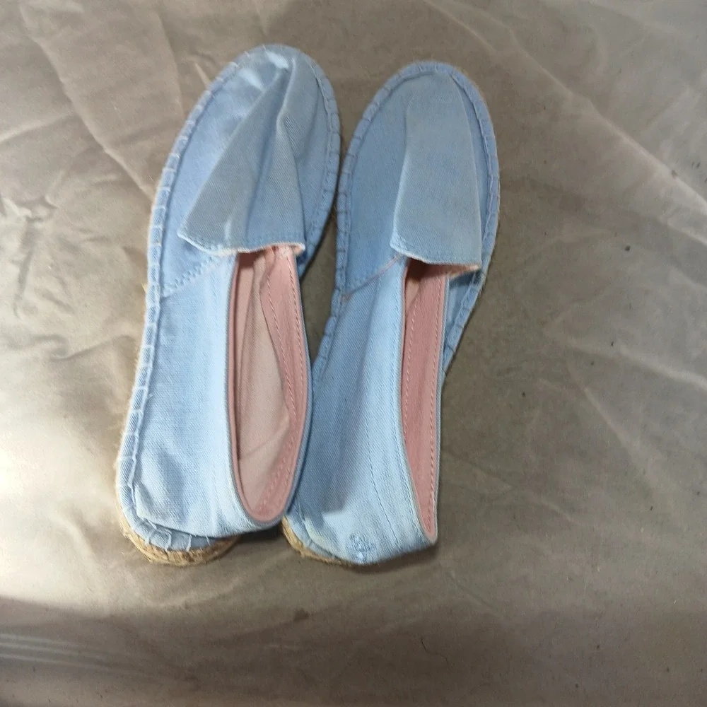 Brooks Brothers Espadrille Flats Size 5 Light Blue Canvas‎ Summer Preppy Coastal